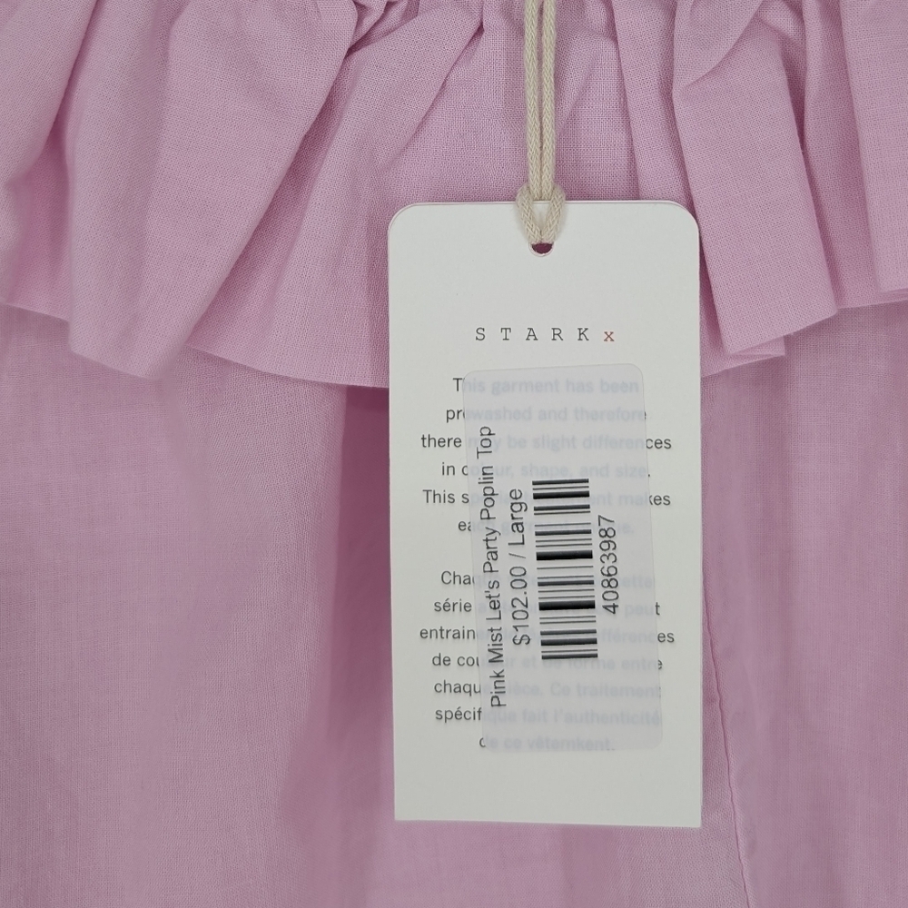Stark X Let's Party Poplin Top 100% Cotton Pink Mist Large NWT - Picture 5 of 7